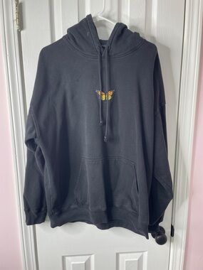 Brandy Melville Black Hoodie with Orange Butterfly